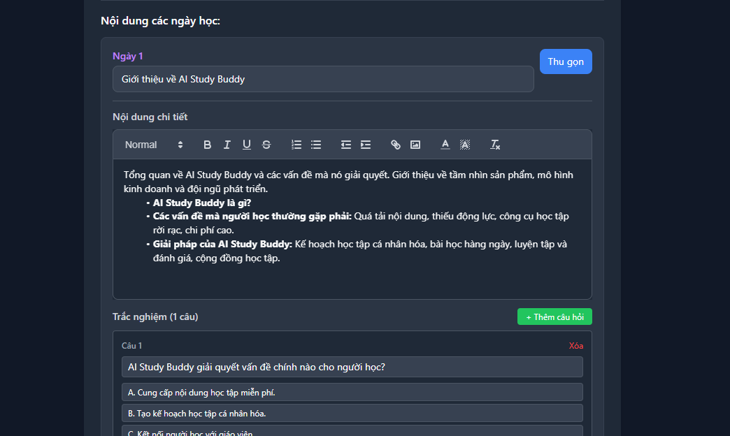 Preview khóa học sau khi AI tạo