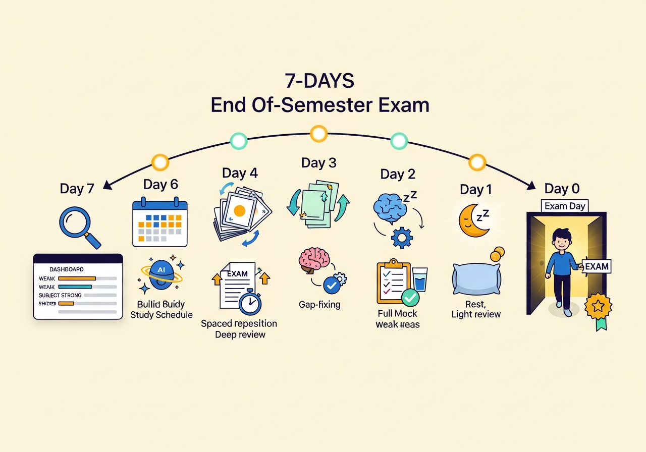 Timeline 7 ngày chuẩn bị thi cuối kỳ