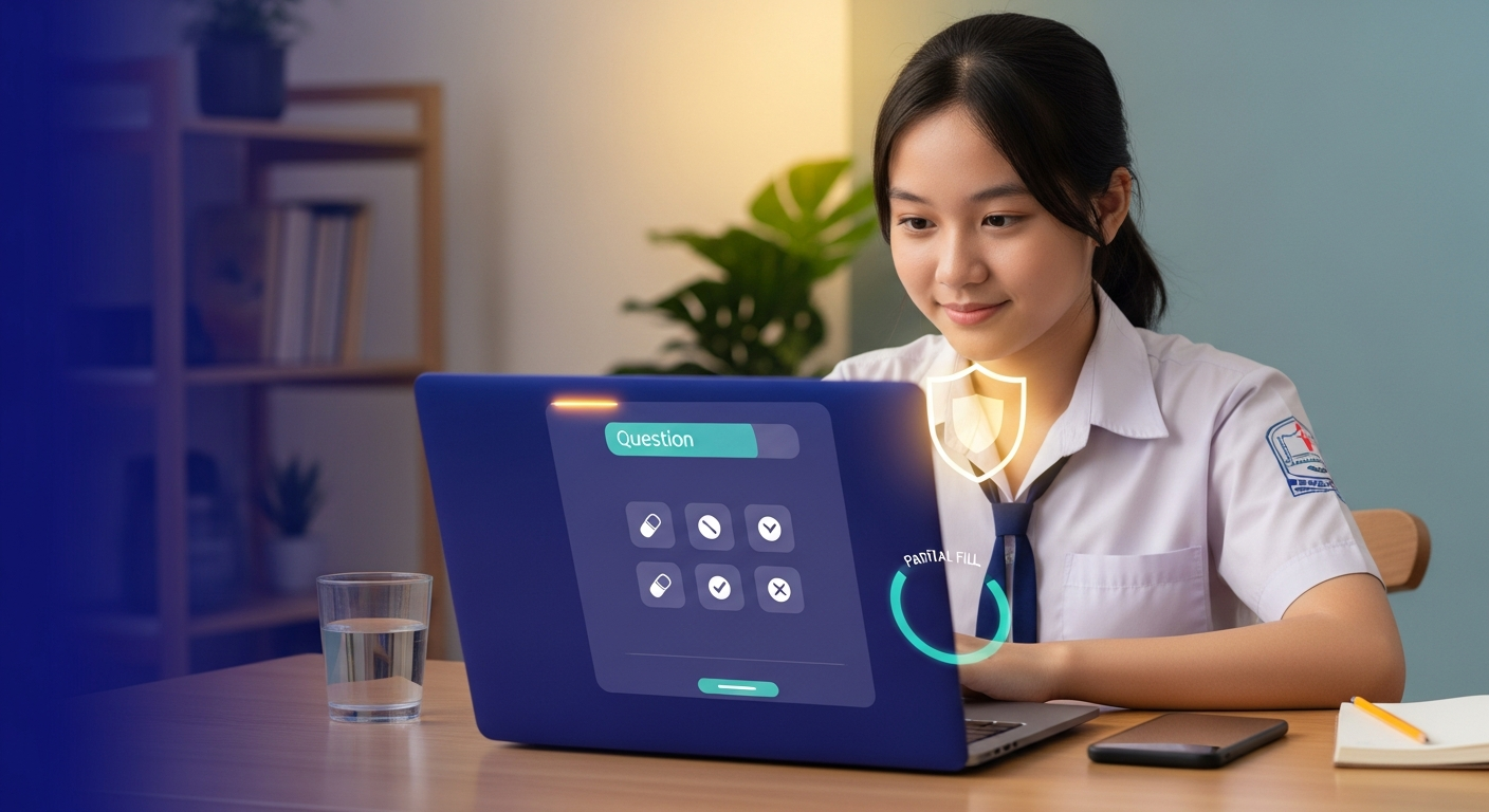 Học sinh làm bài thi online trên AI Study Buddy